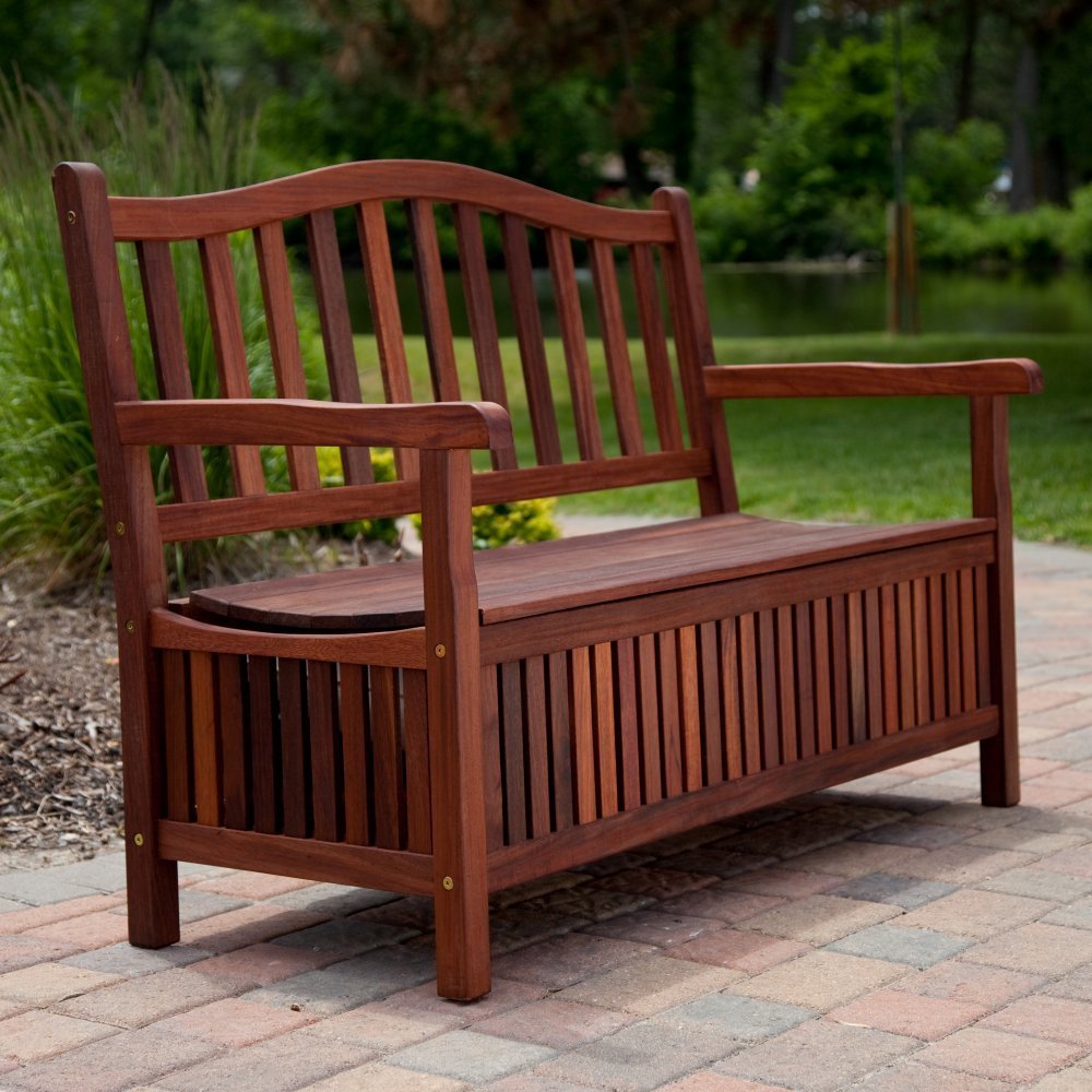 Wooden Outdoor Storage Bench Seat, Outdoor Wooden Bench Box Seat